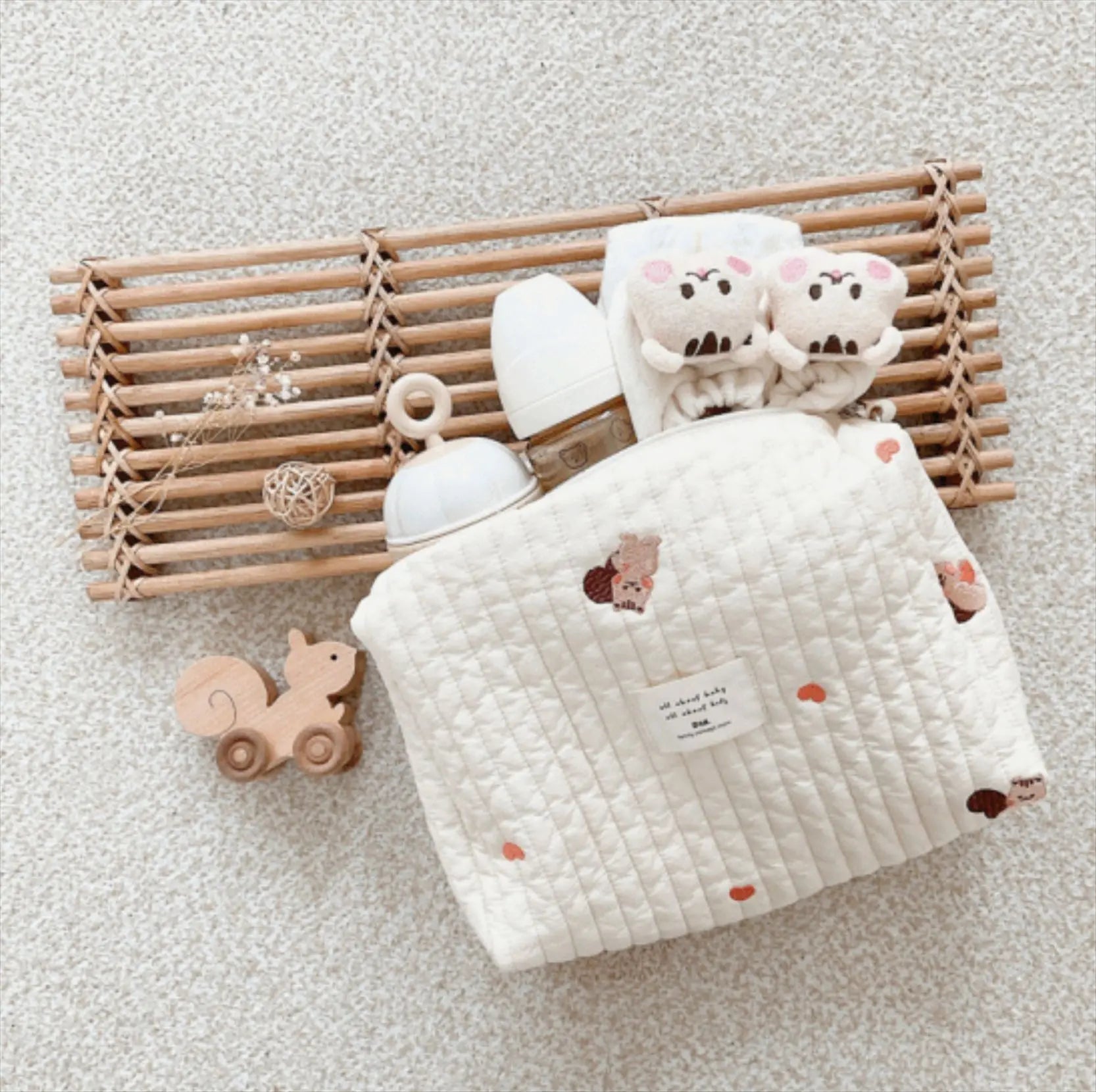 Bear Embroidery Baby Nappy Bag