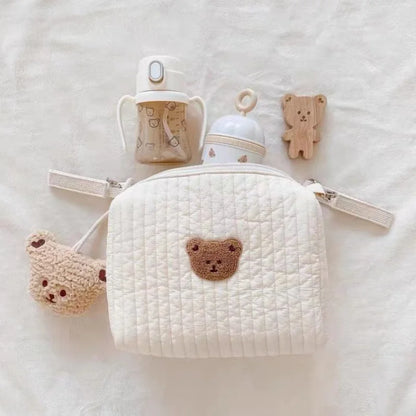 Bear Embroidery Baby Nappy Bag