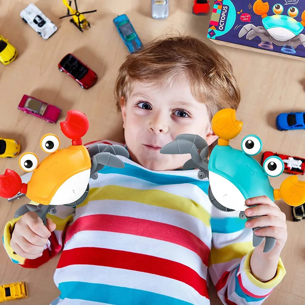 Unleash your child's sense of adventure with our Baby Crawling Crab Toy. This interactive electronic toy is designed to engage and entertain your little ones while encouraging crawling and exploration. Watch as the crab scuttles and plays music, providing endless entertainment and developmental benefits.