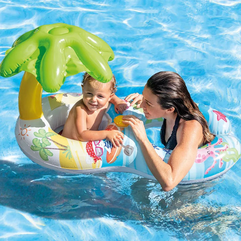 Dive into a world of aquatic fun with our Baby Swimming Pool Float! Designed for safety and enjoyment, this inflatable floating ring is the perfect accessory for your little swimmer. With its built-in sunshade and comfortable design, it's the ultimate swim trainer toy for kids aged 1-6 years.